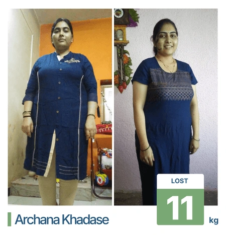 Weight loss results achieved with the best nutritionist in Pune