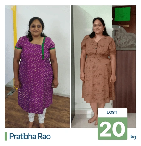 Before and after weight loss results at our nutrition clinic in Pune