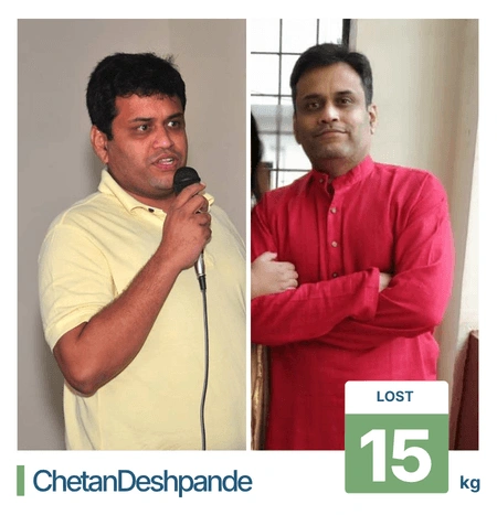 Before and after weight loss results at our nutrition clinic in Pune