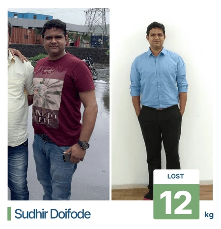 Before and after weight loss results at our nutrition clinic in Pune