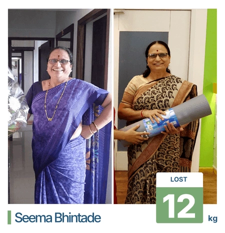 Before and after weight loss results at our nutrition clinic in Pune