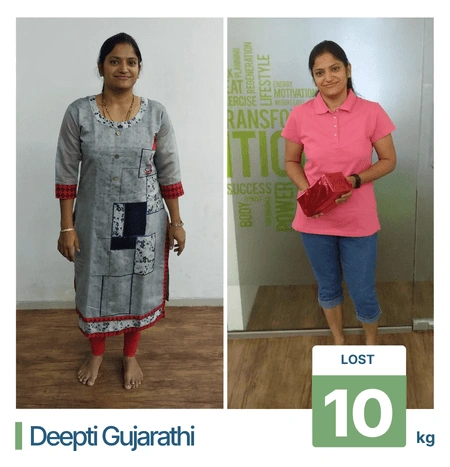 Successful weight loss transformation with our nutritionist in Pune