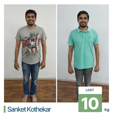 Successful weight loss transformation with our nutritionist in Pune
