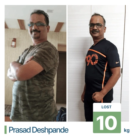 Successful weight loss transformation with our nutritionist in Pune