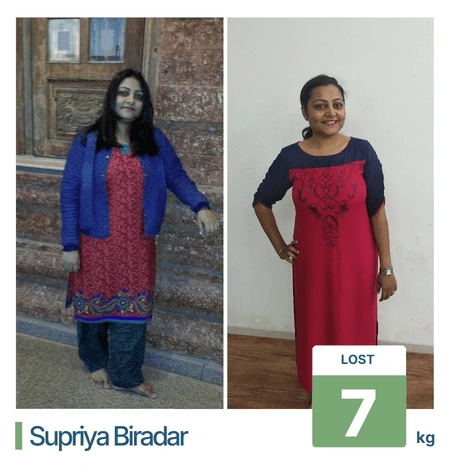 Successful weight loss transformation with our nutritionist in Pune