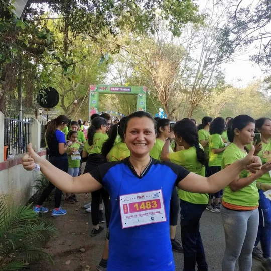 Nutritionist Rupali Shevade attending a half marathon event in Pune